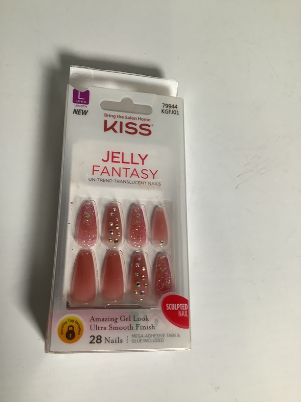 Photo 2 of Kiss Jelly Fantasy 28 Count Rosey Long Length 1 pair new