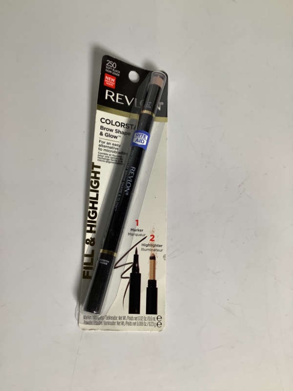 Photo 2 of Revlon Color stay Shape & Glow Eye Brow Marker and Highlighter, Soft Black, 0.02 Oz (Marker), 0.008 Oz (Highlighter) Soft Black 0.048 Ounce NEW