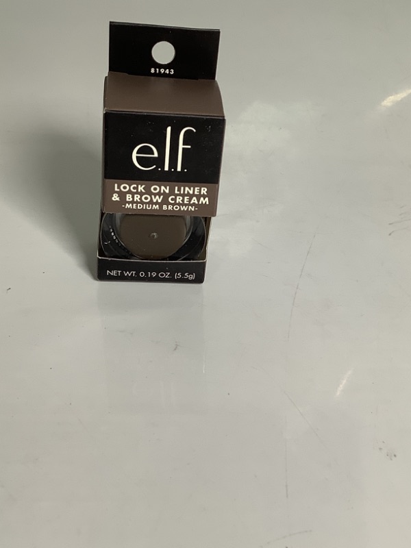 Photo 2 of e.l.f. Lock On Liner And Brow Cream, Lines Eyes & Defines Eyebrows, Medium Brown, 0.19 Oz (5g) Medium Brown 0.19 Ounce (Pack of 1) NEW