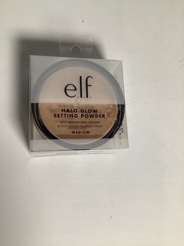 Photo 2 of e.l.f., Halo Glow Setting Powder, Silky, Weightless, Blurring, Smooths, Minimizes Pores and Fine Lines, Creates Soft Focus Effect, Medium, Semi-Matte Finish, 0.24 Oz Medium 0.24 Ounce (Pack of 1) NEW 