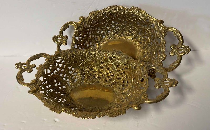 Photo 1 of VINTAGE/ ANTIQUE ITALIAN FILIGREE BRASS BASKETS