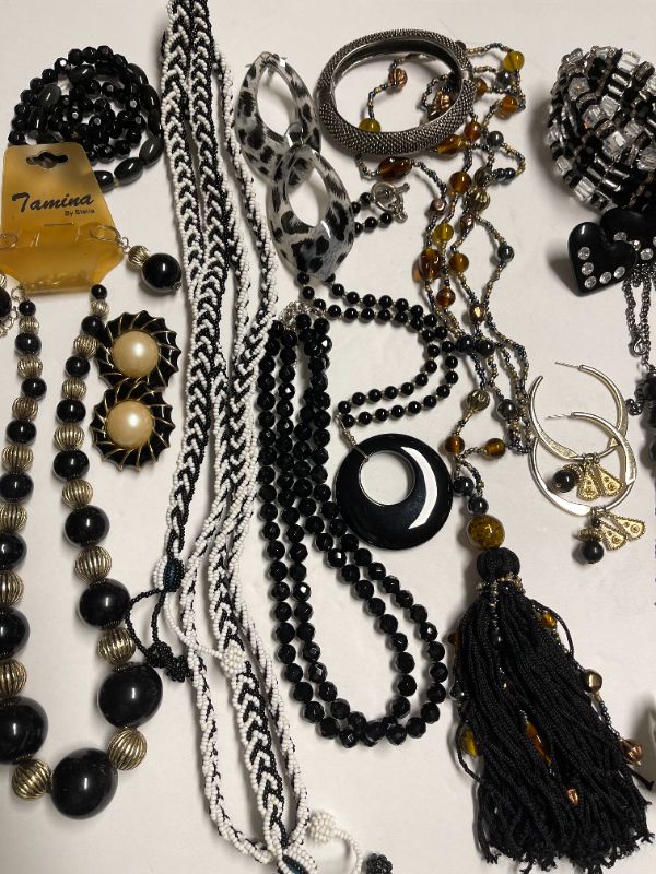 Photo 1 of COLLECTION OF BLACK TONE COSTUME JEWELRY