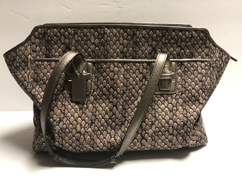 Photo 1 of COACH ALEXIS CANVAS REPTILE PRINT PURSE / TOTE