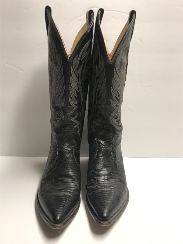 Photo 2 of JUSTIN BLACK LEATHER COWBOY BOOTS WOMENS SIZE 7.5