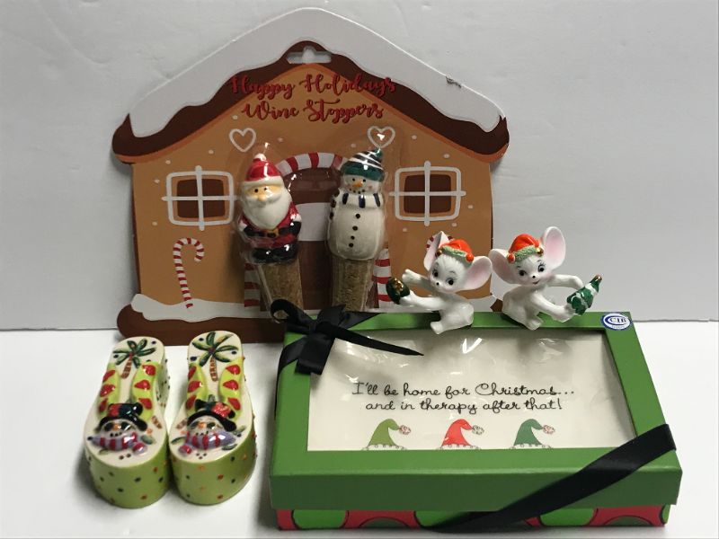 Photo 1 of VINTAGE CHRISTMAS NAPCO CANDLE HUGGERS, CHILLIN S&P 
SHAKERS & MORE