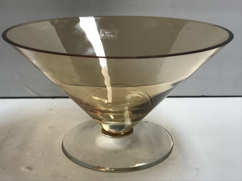 Photo 1 of VINTAGE CARNIVAL GLASS FOOTED BOWL MADE IN POLAND