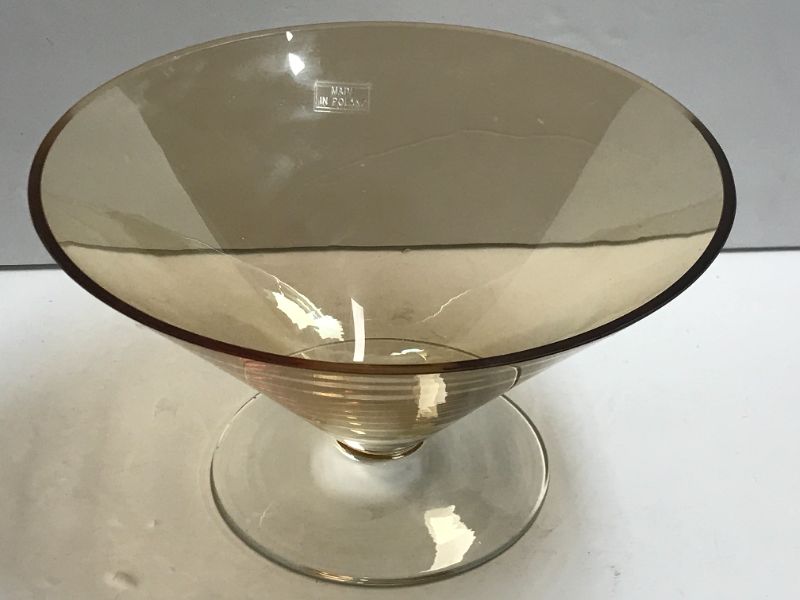 Photo 3 of VINTAGE CARNIVAL GLASS FOOTED BOWL MADE IN POLAND
