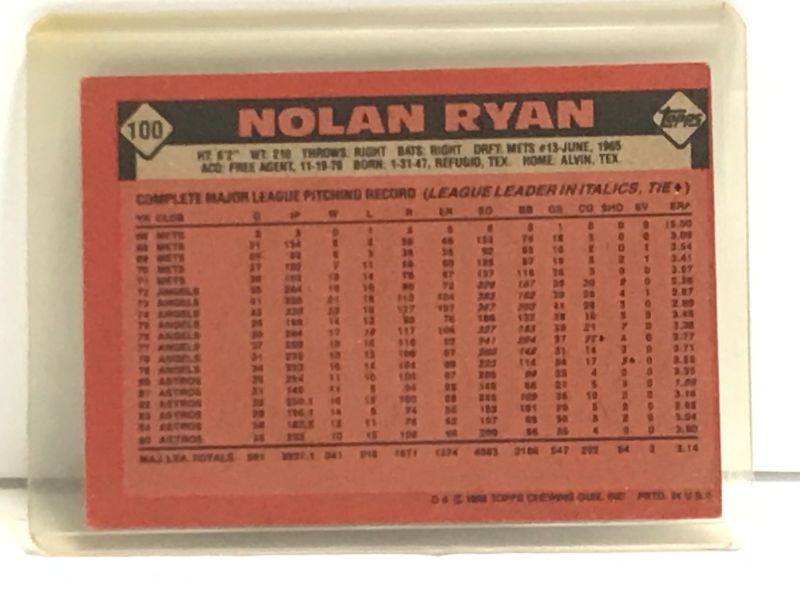 Photo 2 of 1986 TOPPS NORLAN RYAN #100 HOF