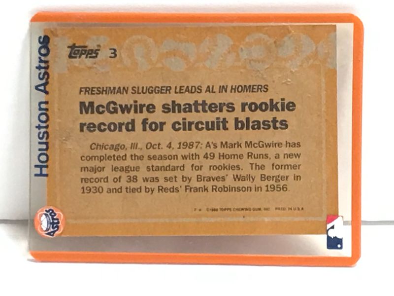 Photo 2 of 1988 TOPPS MARK MCGWIRE #3 ERROR ULTRA RARE MISPRINT ORIGINAL/ ERROR CARD