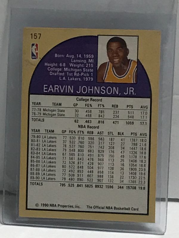 Photo 2 of MAGIC JOHNSON 1990 NBA HOOPS MOST VALUABLE PLAYER 157 HOF