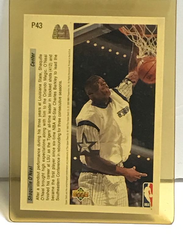 Photo 2 of 1992 -93 UPPER DECK MCDONALDS #P43 SHAQUILLE O’NEAL ROOKIE CARD ORLANDO MAGIC  - EXCELLENT CONDITION