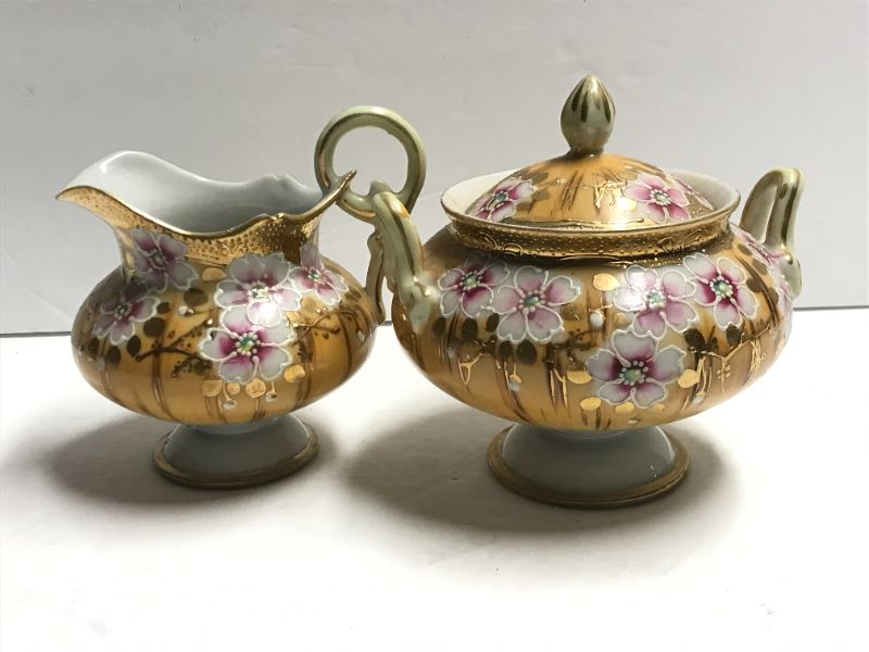 Photo 1 of NIPPON VINTAGE HAND PAINTED CREAM & SUGAR SET