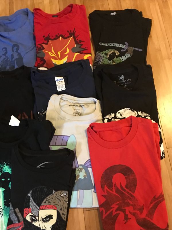 Photo 2 of LOOT CRATE & HOT TOPIC T-SHIRTS AND SOME PANTS LARGE LOT SIZE M