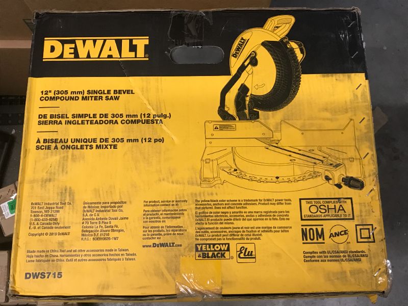 Photo 2 of DEWALT 12” SINGLE BEVEL COMPOUND MITER SAW