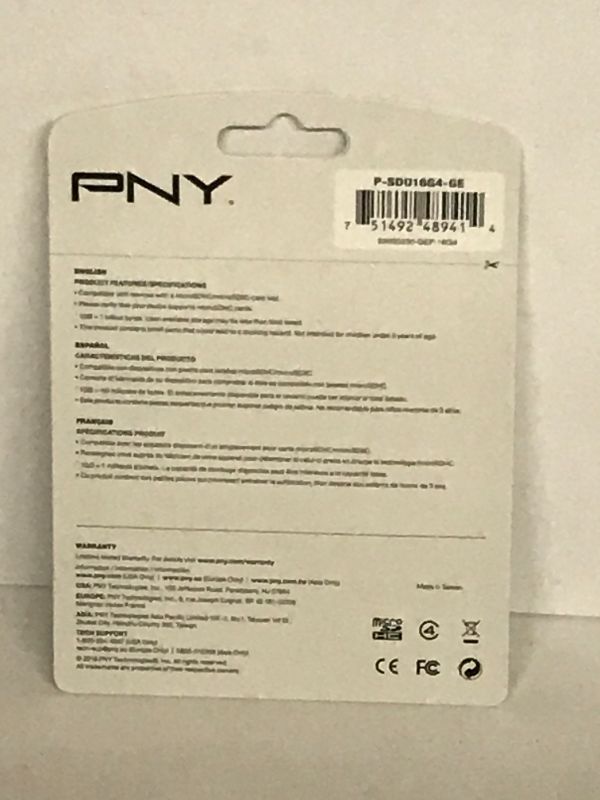 Photo 3 of 5 NEW PNY - 16GB ELITE CLASS 10 U1 microSDHC FLASH MEMORY CARD