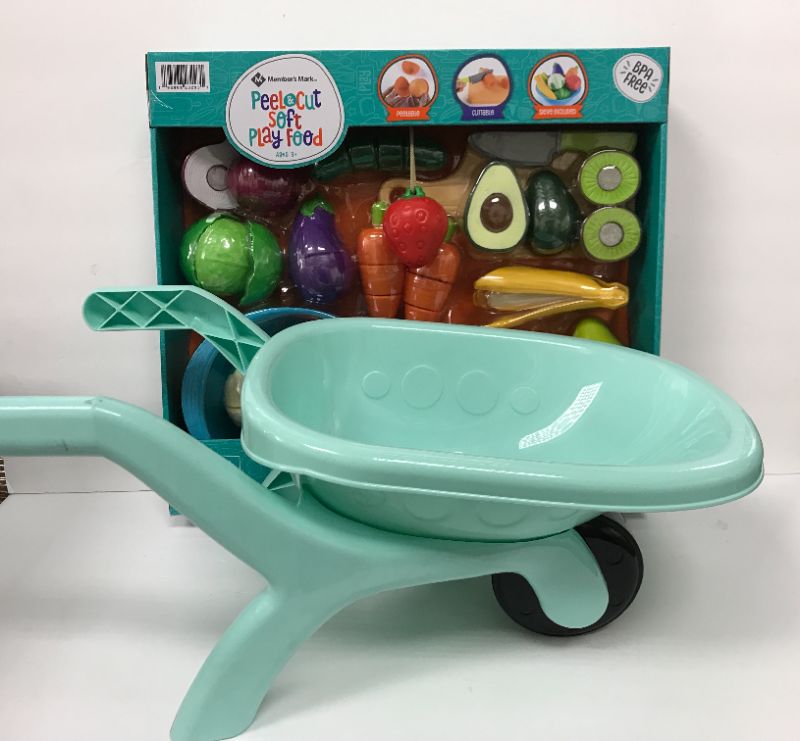 Photo 1 of NIB CHILDREN’S PEAL AND CUT SOFT PLAY FOOD & WHEELBARROW