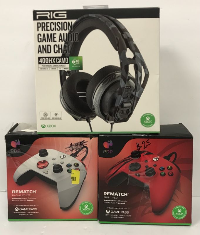 Photo 1 of XBOX REMATCH CONTROLLERS & RIG HEADPHONES