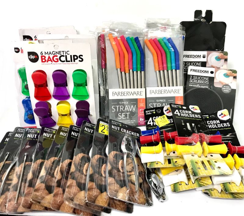 Photo 1 of KITCHEN ACCESSORIES OVER 45 PIECES  STRAWS , CLIP’N BAG CLIPS , NUTCRACKERS, CORN HOLDERS & MORE