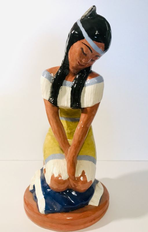 Photo 2 of VINTAGE HAND PAINTED SQUAW CERAMIC FIGURINE
H- 15”