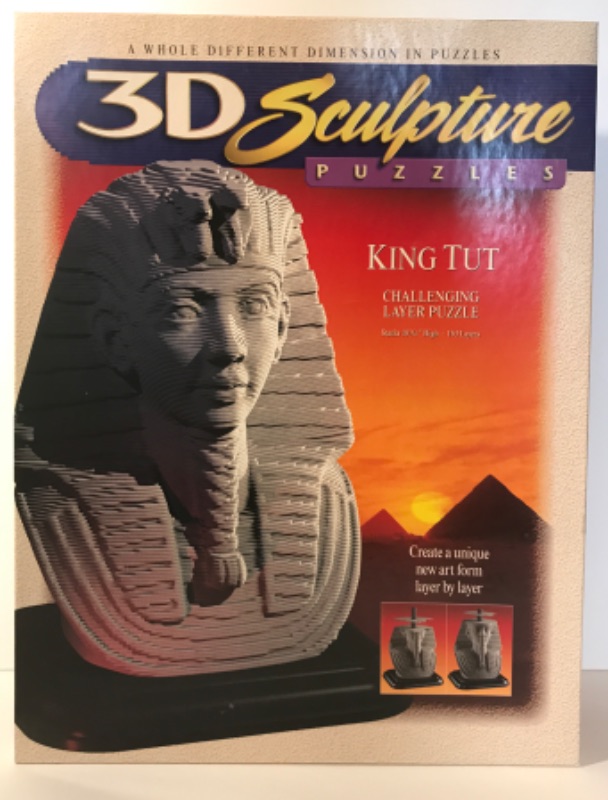 Photo 1 of NIB VINTAGE 3D SCULPTURE PUZZLE KING TUT 
STACKS 10 & 3/4” H
163 LAYERS