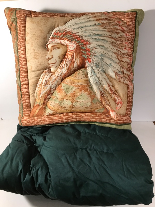 Photo 2 of NATIVE AMERICAN HAND MADE PILLOW BLANKET COMBO - “QUILLO”
CONVERTS TO A BLANKET