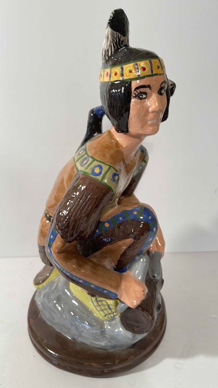 Photo 3 of VINTAGE HAND PAINTED NATIVE AMERICAN BOY CERAMIC FIGURINE H- 15”