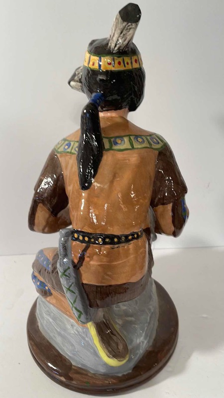 Photo 4 of VINTAGE HAND PAINTED NATIVE AMERICAN BOY CERAMIC FIGURINE H- 15”