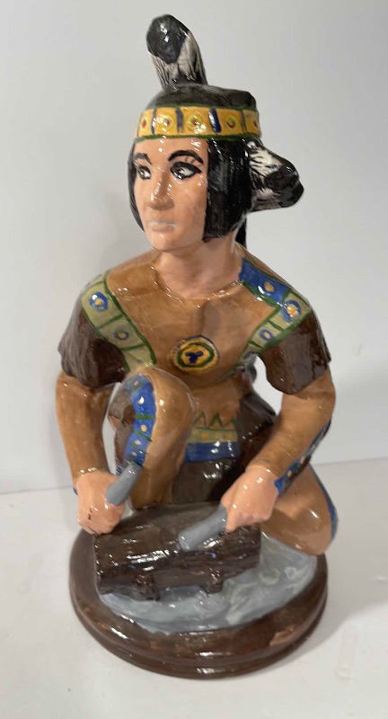 Photo 1 of VINTAGE HAND PAINTED NATIVE AMERICAN BOY CERAMIC FIGURINE H- 15”