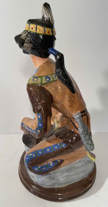 Photo 2 of VINTAGE HAND PAINTED NATIVE AMERICAN BOY CERAMIC FIGURINE H- 15”