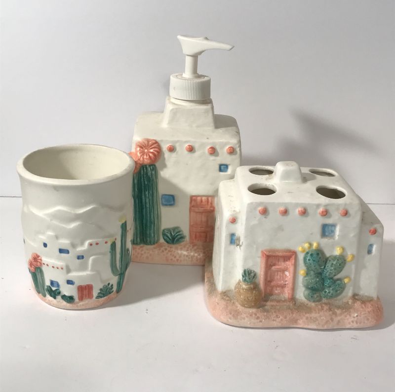 Photo 3 of TREASURE CRAFT SOUTHWEST STYLE HOME ACCENTS COOKIE JAR , SOAP DISPENSER, TOOTHBRUSH HOLDER AND CUP