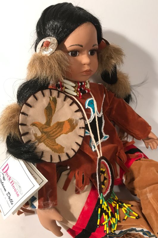 Photo 3 of DUCK HOUSE HEIRLOOM NATIVE AMERICAN DOLL
PORCELAIN COLLECTORS ITEM
H/15”