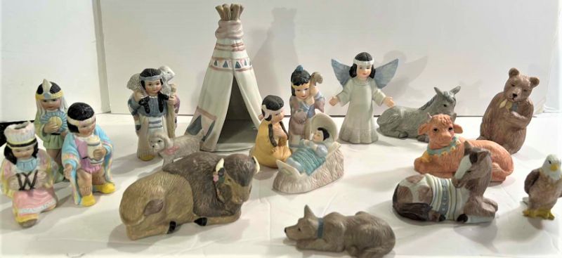 Photo 1 of CERAMIC INDIAN INSPIRED NATIVITY SCENE