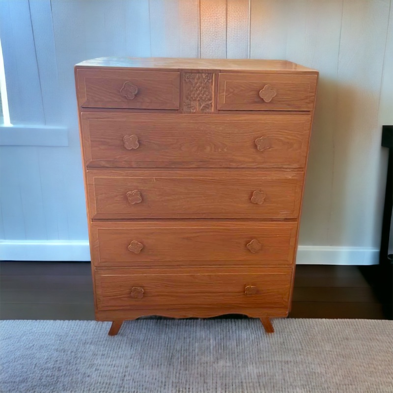 Photo 1 of VINTAGE 1940’s JAMESTOWN LOUNGE CO CERUSED TALL BOY 6 DRAWER DRESSER 35x20x46.5