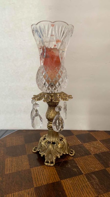 Photo 4 of VINTAGE COLLECTIBLES, TWO HURRICANE LAMPS AND CANDLE HOLDER