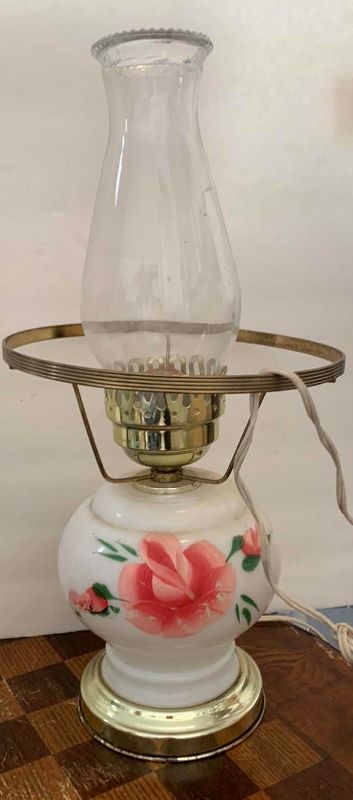 Photo 2 of VINTAGE COLLECTIBLES, TWO HURRICANE LAMPS AND CANDLE HOLDER