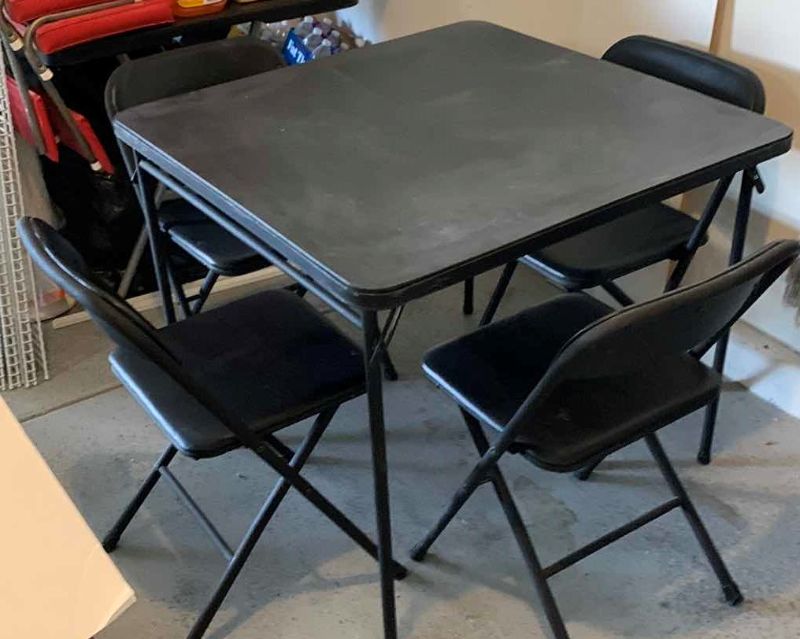 Photo 1 of FOLDING TABLE AND FOUR CHAIRS