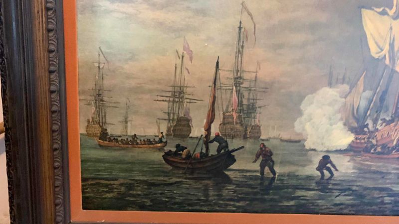 Photo 5 of VINTAGE ORNATE WOOD FRAMED SAILBOAT ARTWORK 43” x 39”