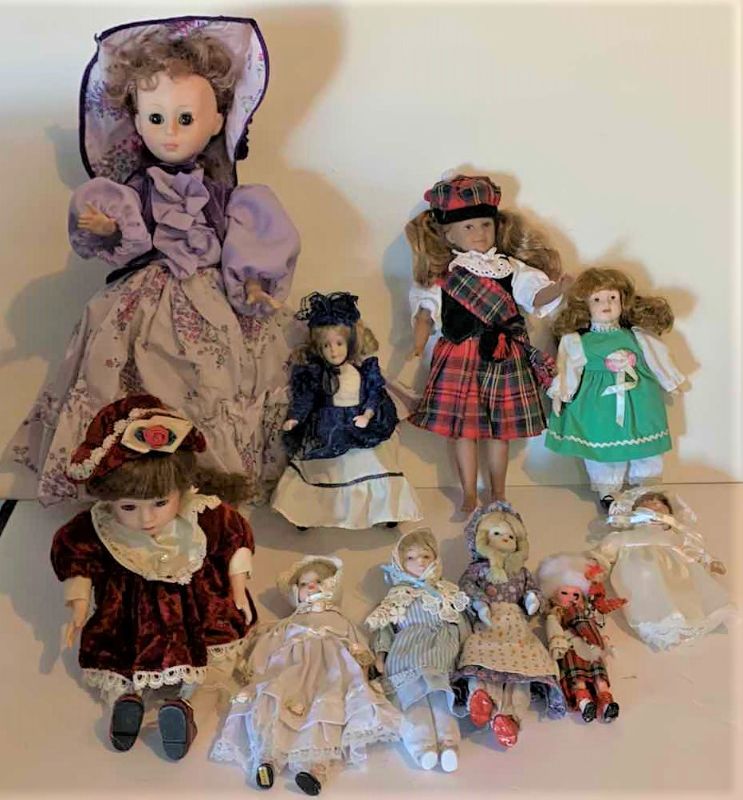 Photo 1 of TEN VINTAGE PORCELAIN DOLLS