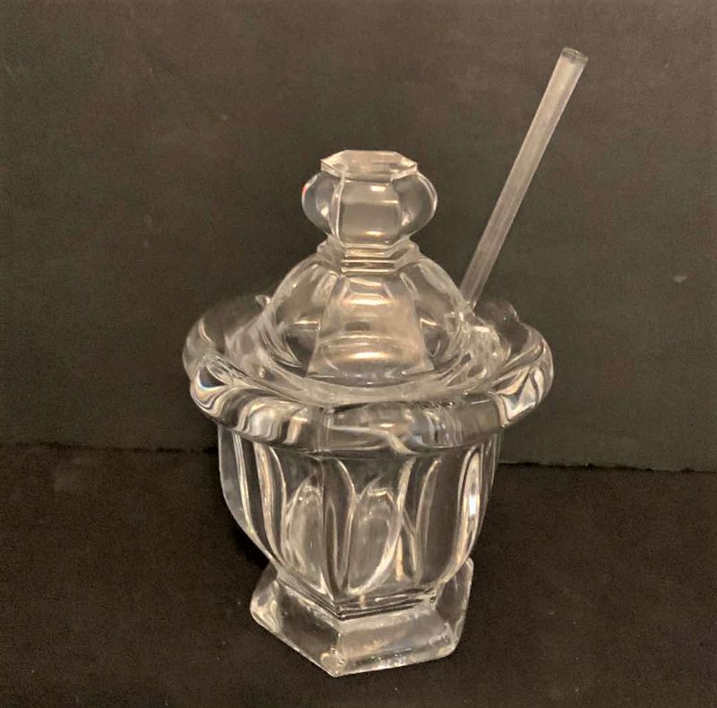 Photo 1 of BACCARAT CRYSTAL JAM/CONDIMENT JAR WITH SPOON