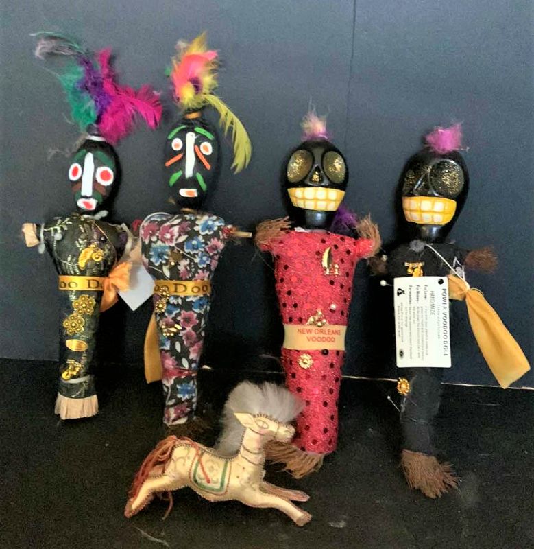 Photo 1 of FOUR HAND MADE VOO DOO DOLLS FROM NEW ORLEANS AND HORSE H8”