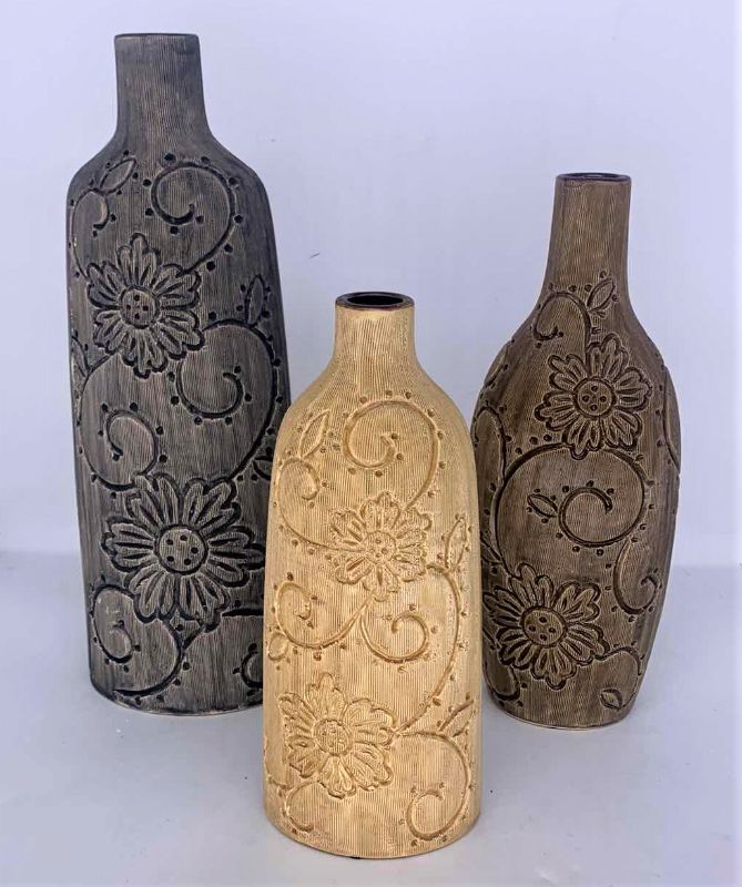 Photo 1 of 3 CERAMIC VASES TALLEST H14”