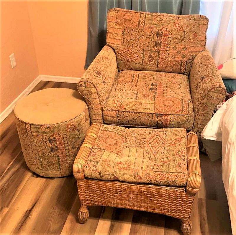 Photo 1 of VINTAGE CHAIR, OTTOMAN AND SIDE TABLE