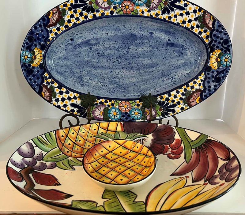 Photo 1 of KITCHENWARE- 3 CERAMIC PLATTERS, LARGEST 21”