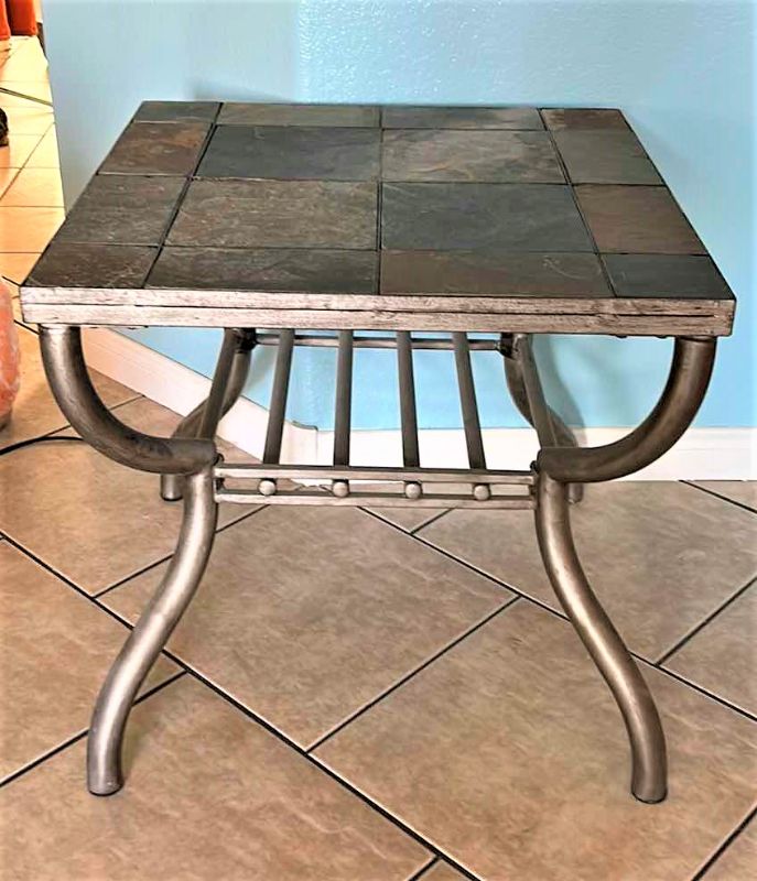 Photo 1 of SLATE AND METAL END TABLE 24” x 24” x 23”