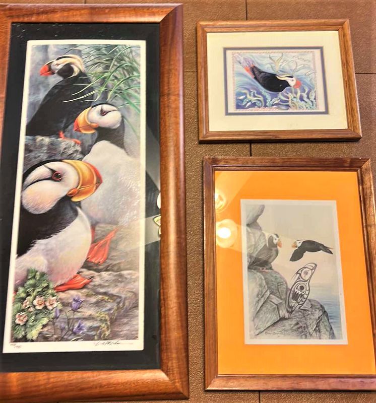 Photo 1 of ARTWORK ASSORTMENT BIRDS, SIGNED, LARGEST 14” x 27”