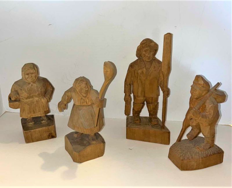 Photo 1 of 4 LATVIAN WOOD FOLK ART SCULPTURES