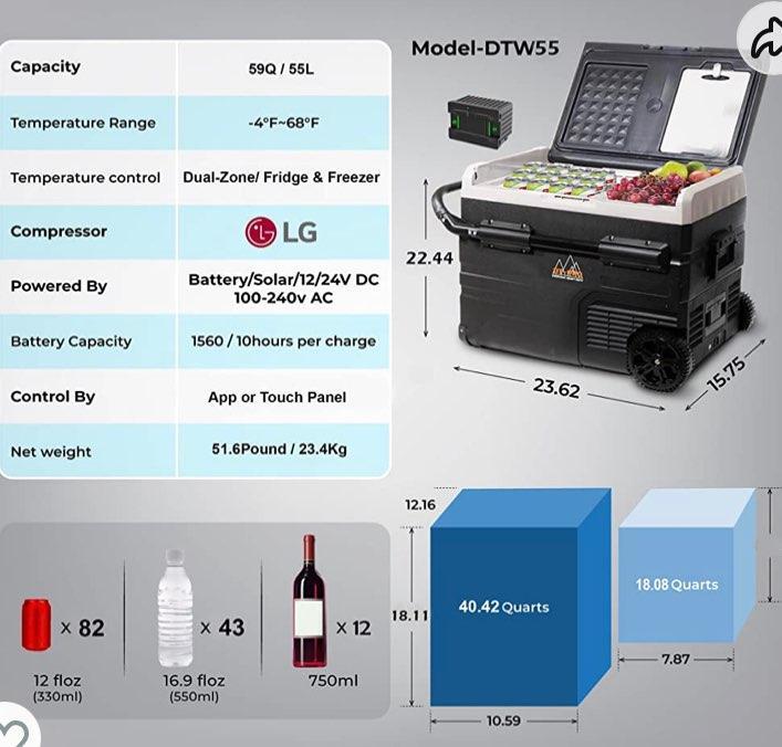 Photo 2 of DT PRO 59QT (55 LITER) PORTABLE 12 VOLT CAR/CAMPING  REFRIGERATOR FREEZER  