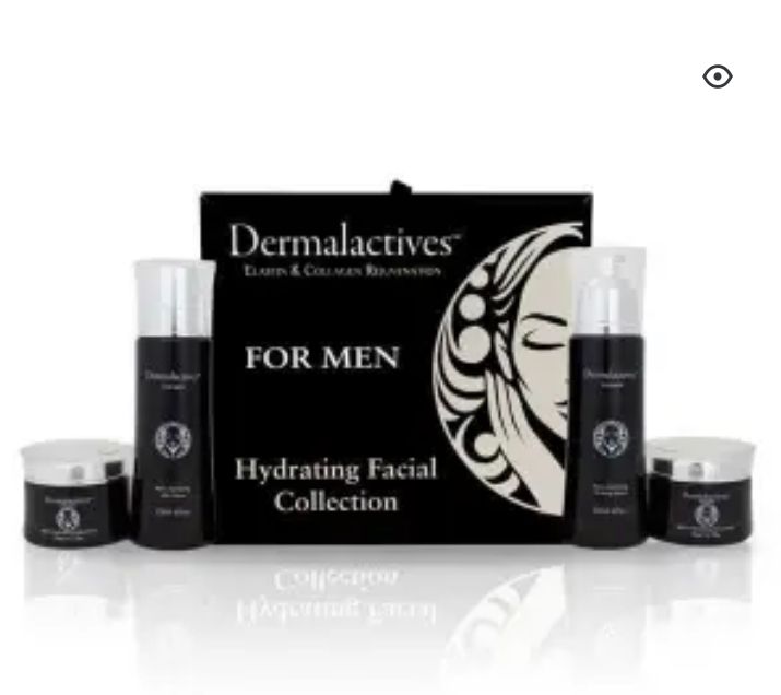 Photo 1 of DERMALACTIVES MEN’S HYDRATING 4 PIECE FACIAL COLLECTION SHAVING SERUM, AFTER SHAVE, MOISTURIZER AND FACIAL PEEL