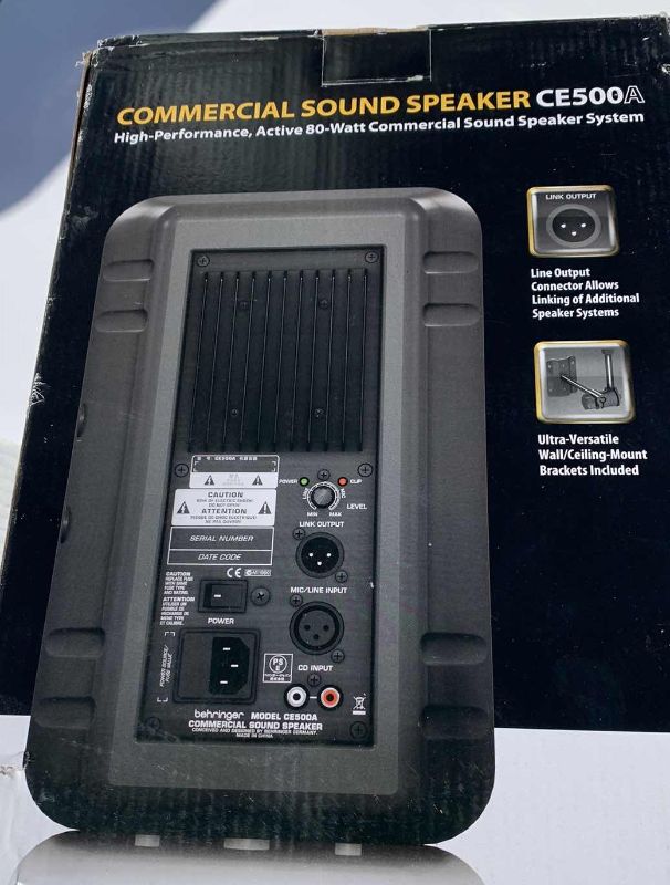 Photo 2 of BEHRINGER 80 WATT COMMERCIAL OUTDOOR SPEAKER CE500A