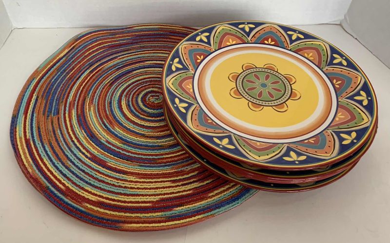 Photo 1 of 4-PIER ONE IRONSTONE MEXICALI PLATES AND PLACE MATS